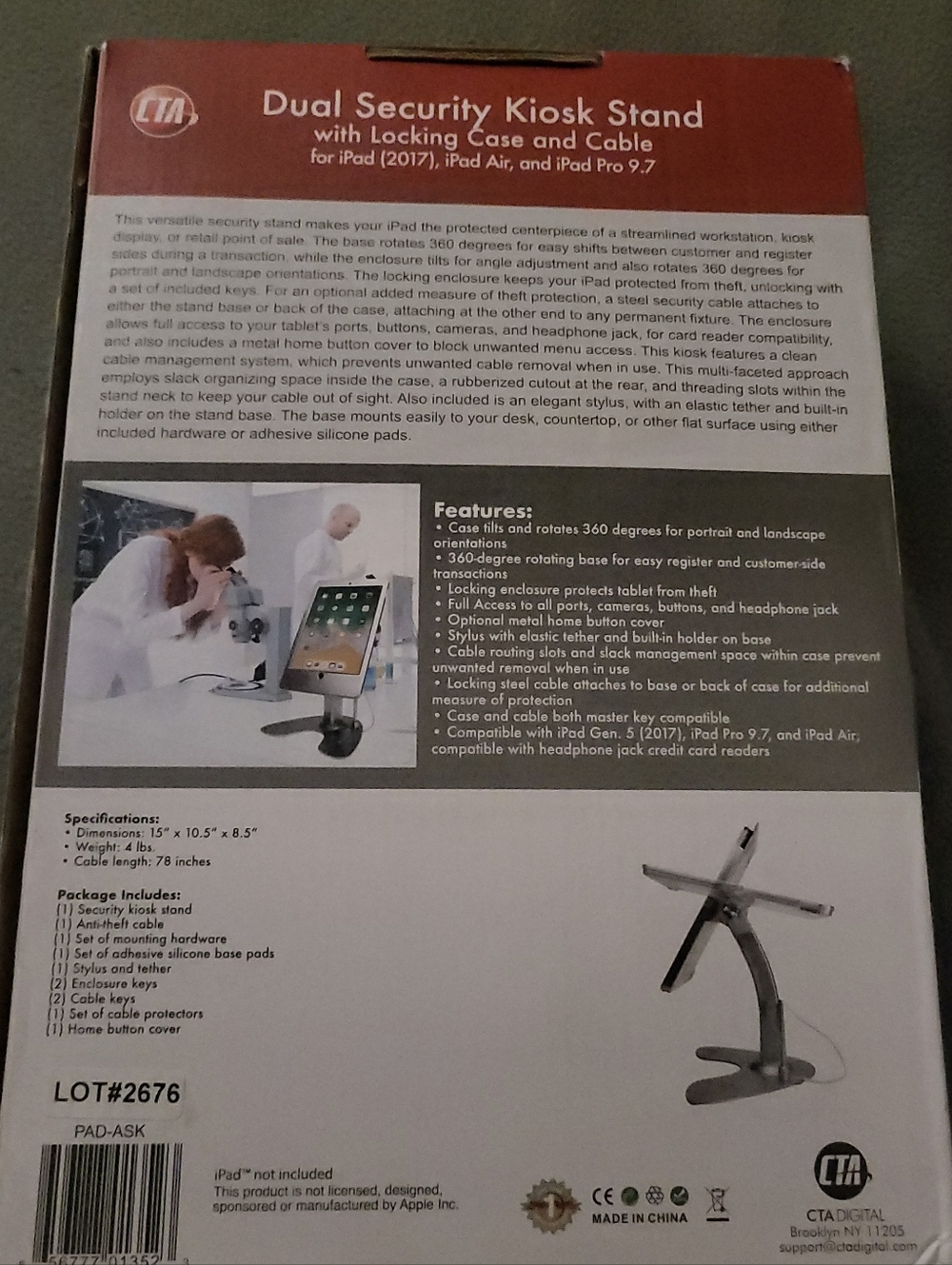 Dual Security Kiosk Stand with Lockingcase And Cable